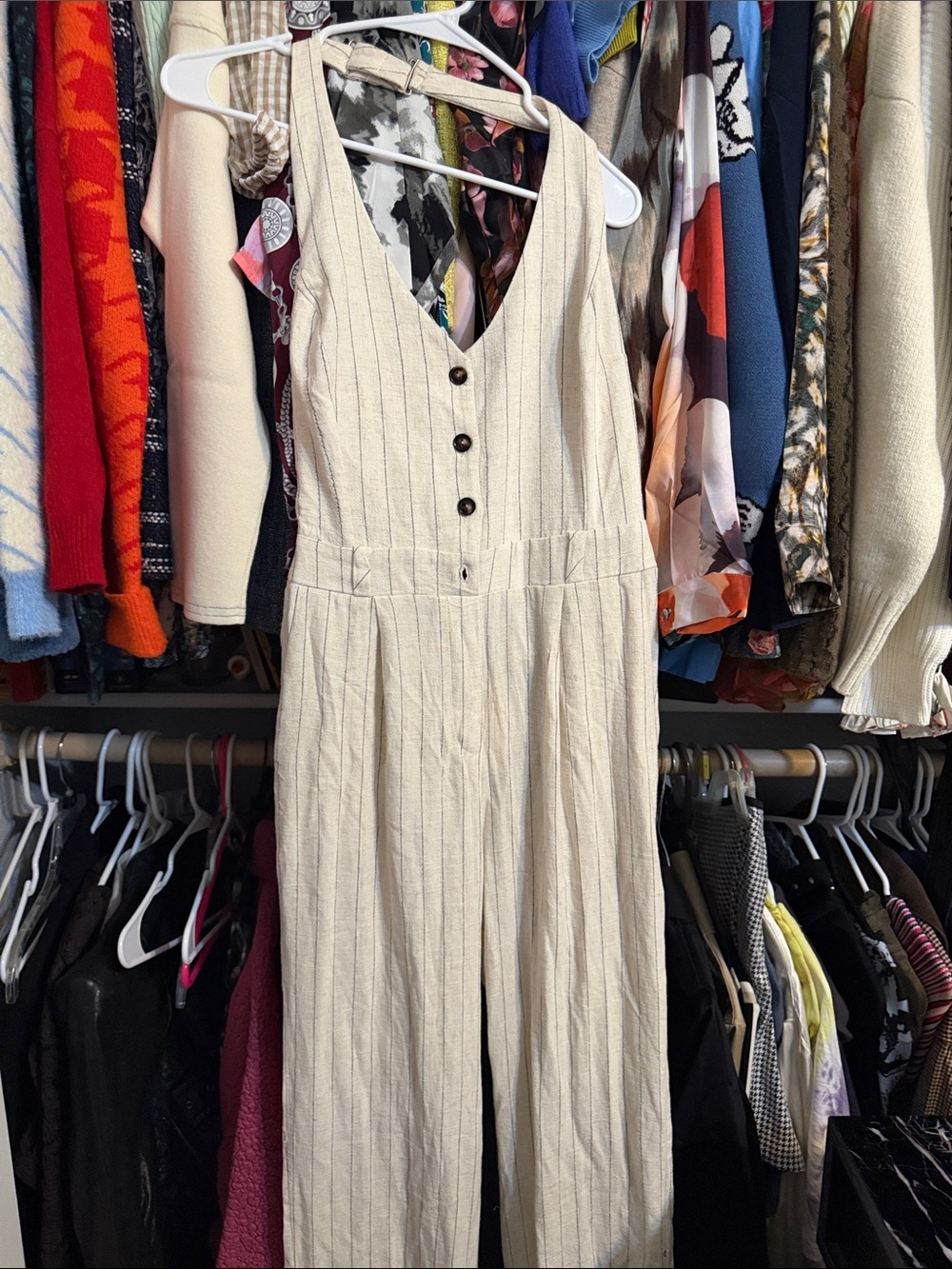 Monteau Los Angeles Linen blend halter jumpsuit small nwt